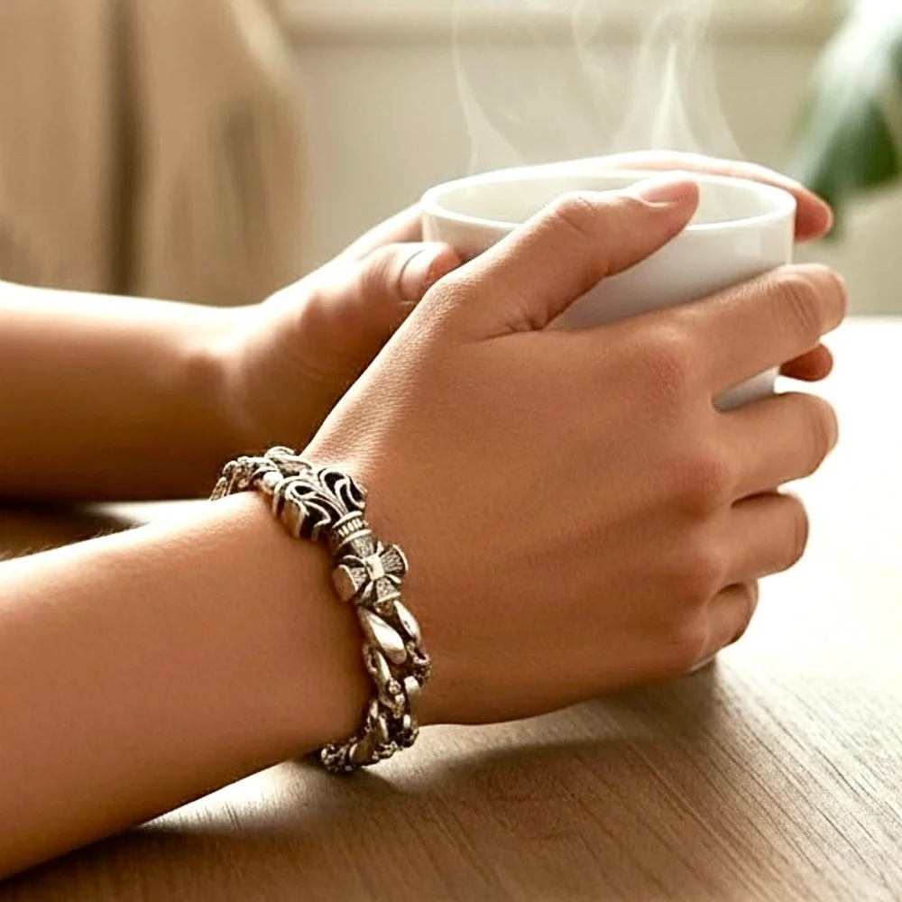 Stainless Steel Vintage Style Cross Unisex Bracelet Chain Link
